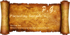 Pacsolay Germán névjegykártya